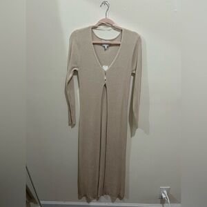 Pink Rose Cream Long Cardigan